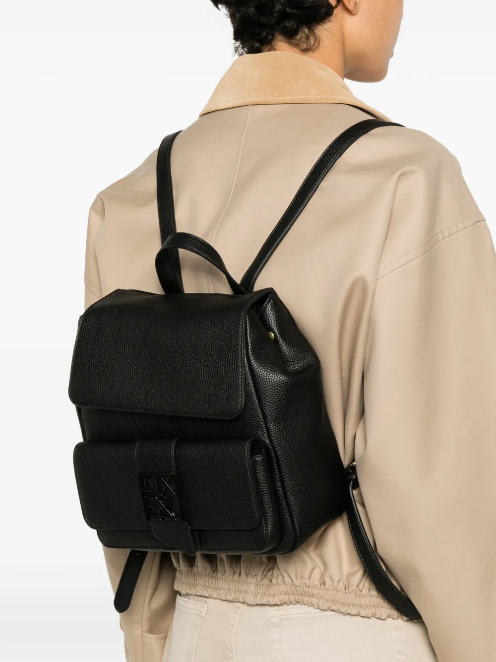 Armani Exchange Suzy rugzak van bewerkt leer Zwart
