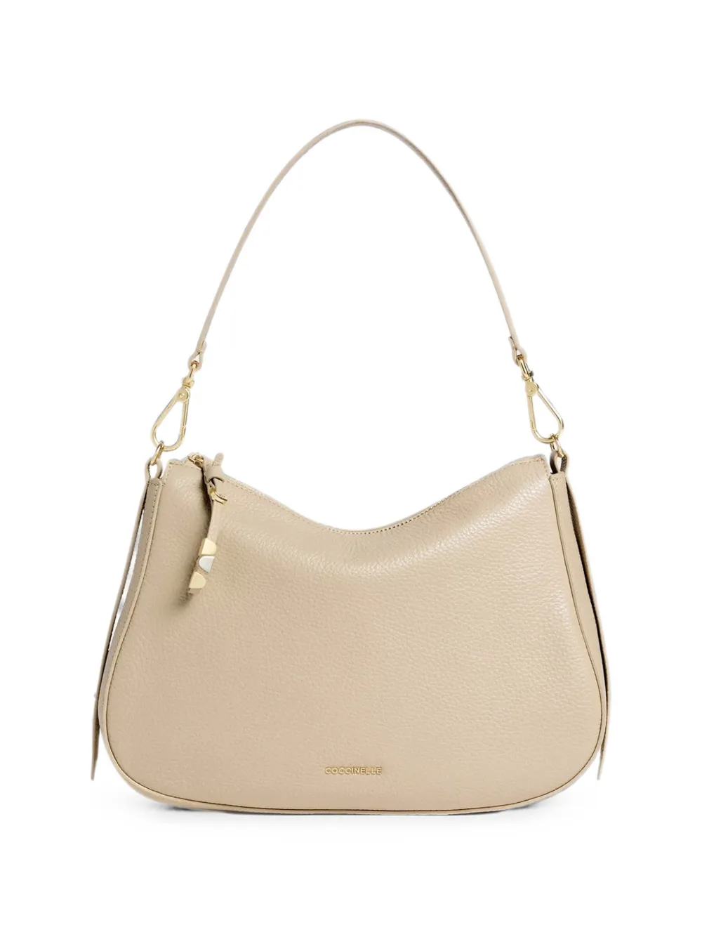 Coccinelle Medium Nory schoudertas van bewerkt leer Beige