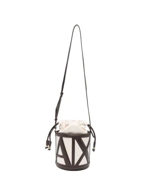Armani Exchange logo-patch leather-trim bucket bag