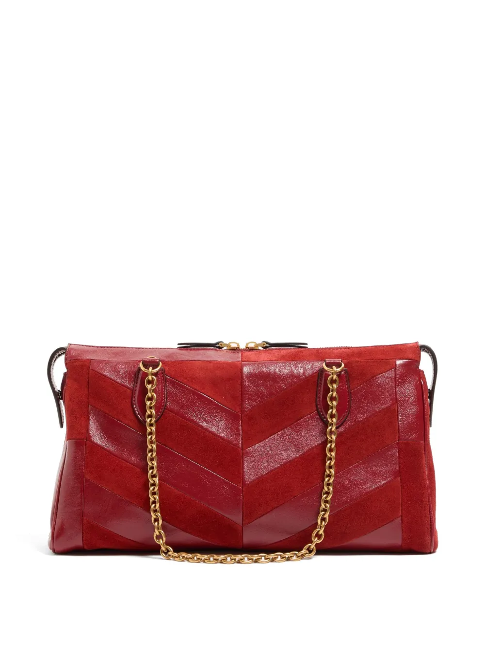 Valentino Garavani Panthea medium schoudertas van python en nappa met chevron patroon Rood