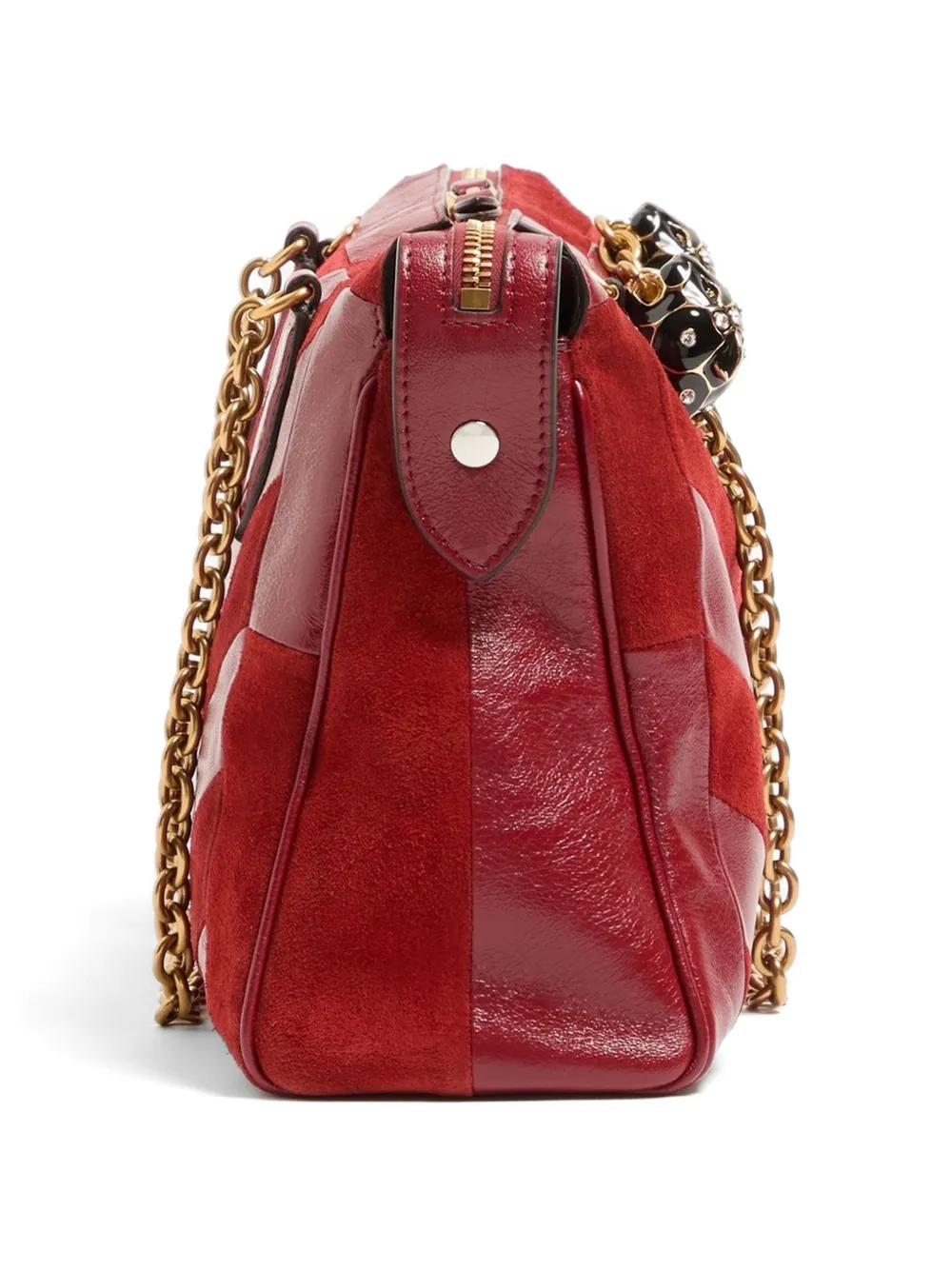 Valentino Garavani Panthea medium schoudertas van python en nappa met chevron patroon Rood