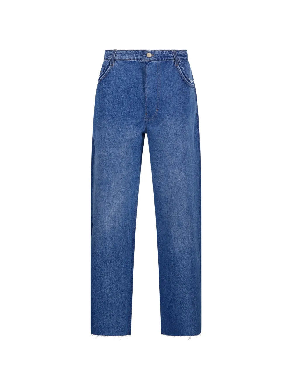 LITKOVSKA frayed high-rise straight-leg denim jeans - Blu