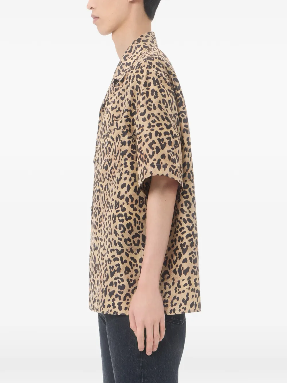Valentino Garavani Habotai zijden bowlingshirt met Fauve Eclat Animalier-print Beige
