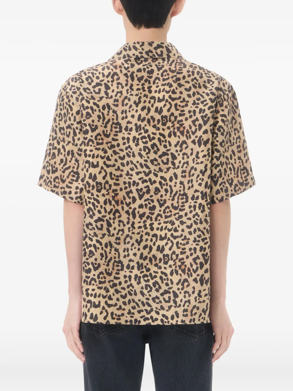 Valentino Garavani Habotai zijden bowlingshirt met Fauve Eclat Animalier-print Beige