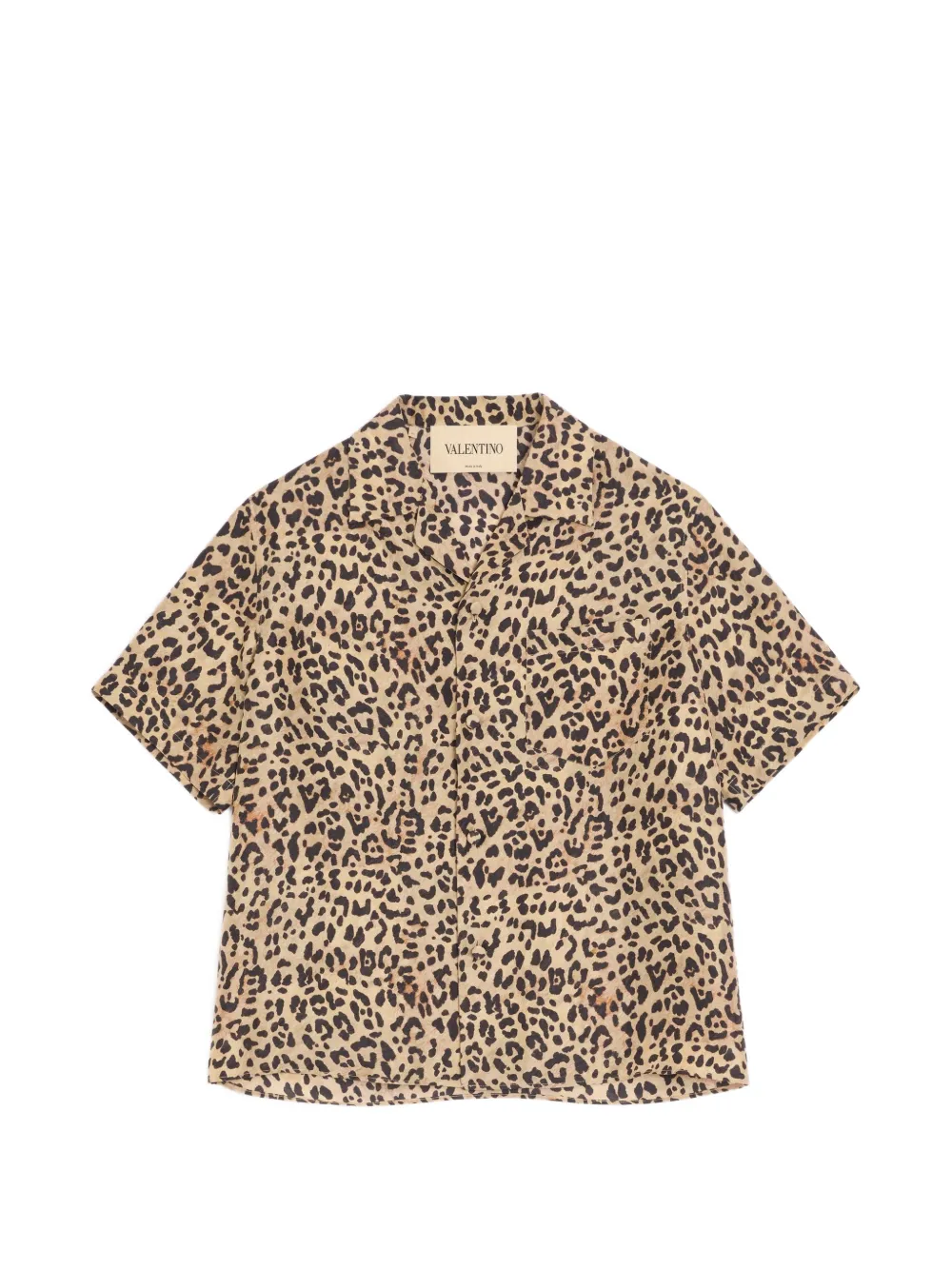 Valentino Garavani Camicia in seta habotai con stampa Fauve Eclat Animalier - Toni neutri