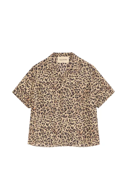 Valentino Garavani habotai silk bowling shirt with Fauve Eclat Animalier print