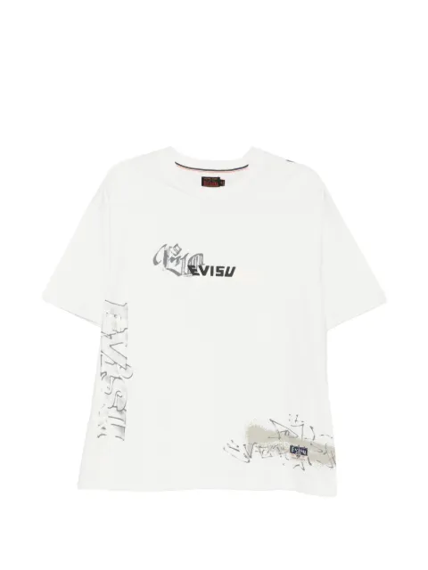 EVISU graphic-print logo-patch T-shirt