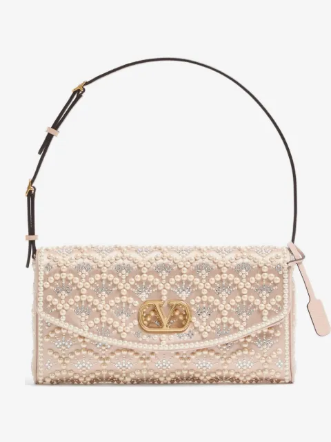 Valentino Garavani DeVain small shoulder bag with pearls and rhinestones