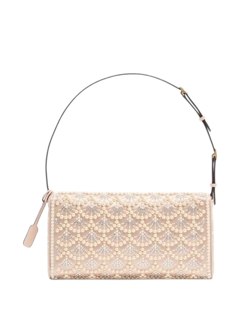 Valentino Garavani Devain kleine schoudertas met parels en stras Beige