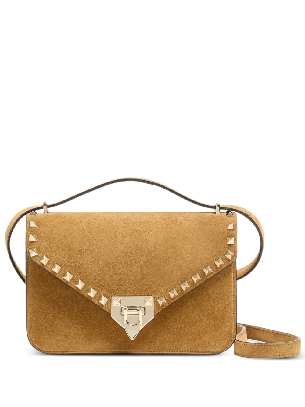 Valentino Garavani Rockstud small suede crossbody bag - Toni neutri
