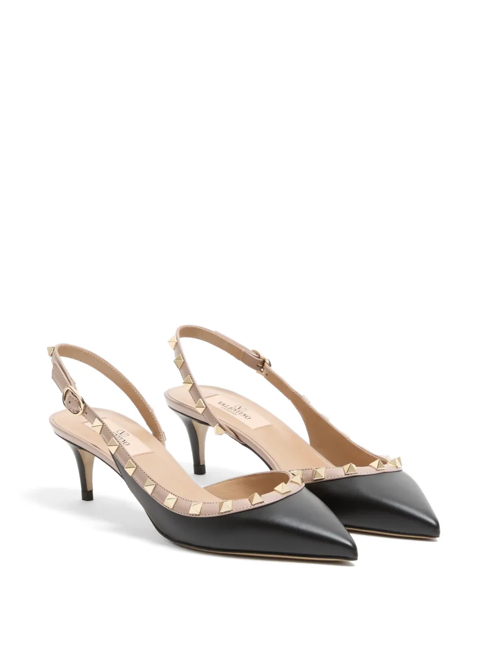 Valentino Garavani Rockstud kalfsleren slingback pumps 50 mm Beige