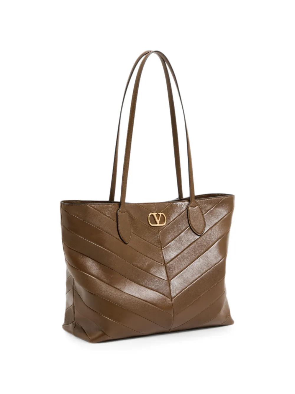Valentino Garavani Jean medium shopper van nappa met chevron motief Bruin