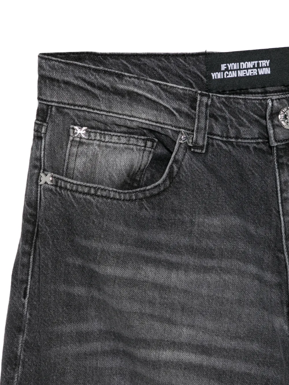 John Richmond Jeans met vervaagd effect en logoplakkaat Grijs