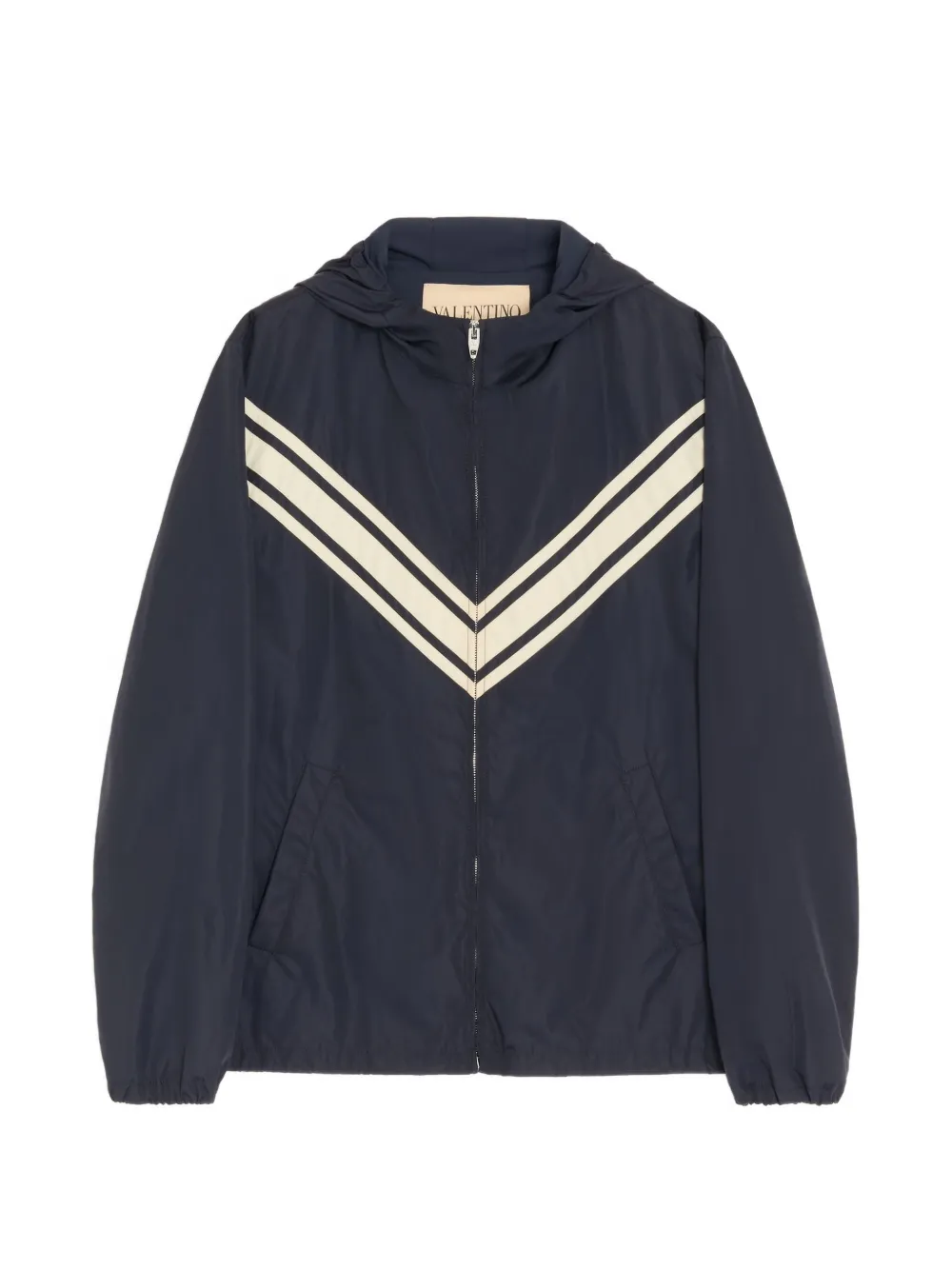 Valentino Garavani Leichte Nylon-Windjacke mit Kapuze mit V-Einlage - Blau