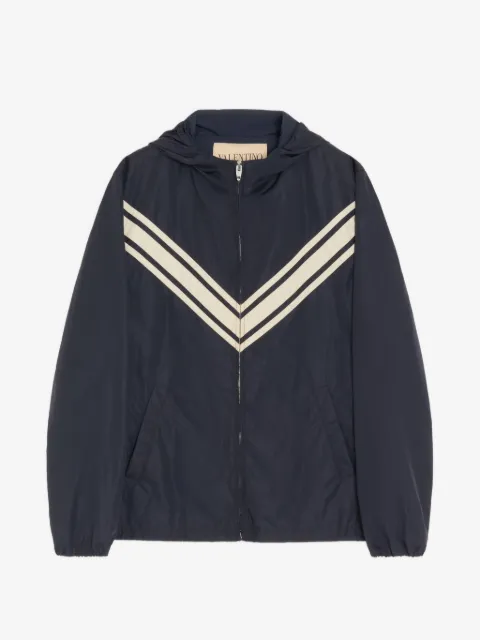 Valentino Garavani Leichte Nylon-Windjacke mit Kapuze mit V-Einlage