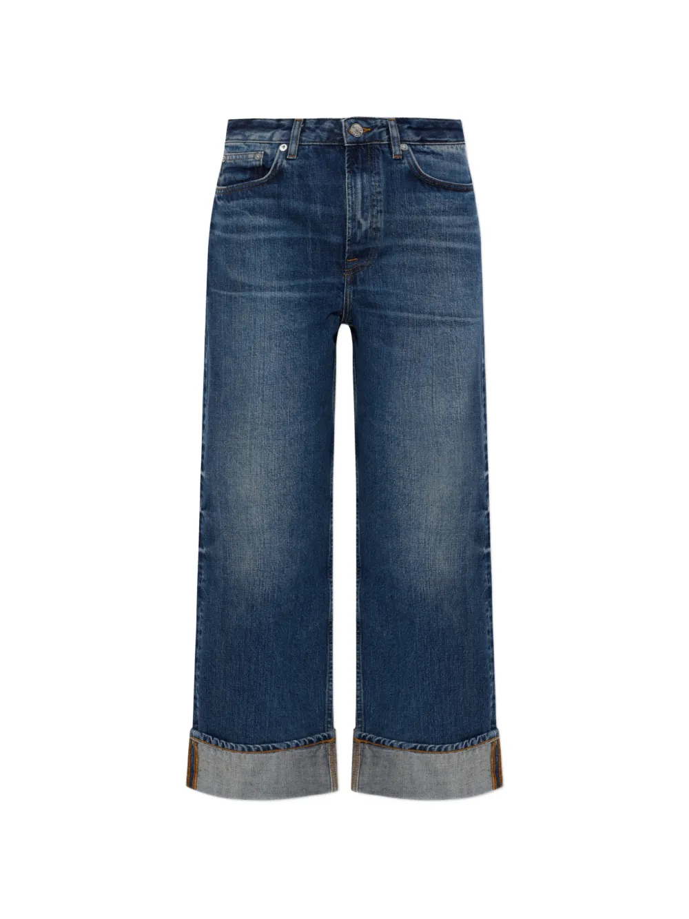 Samsoe & Samsoe Faded Turn-up Jeans In Blue