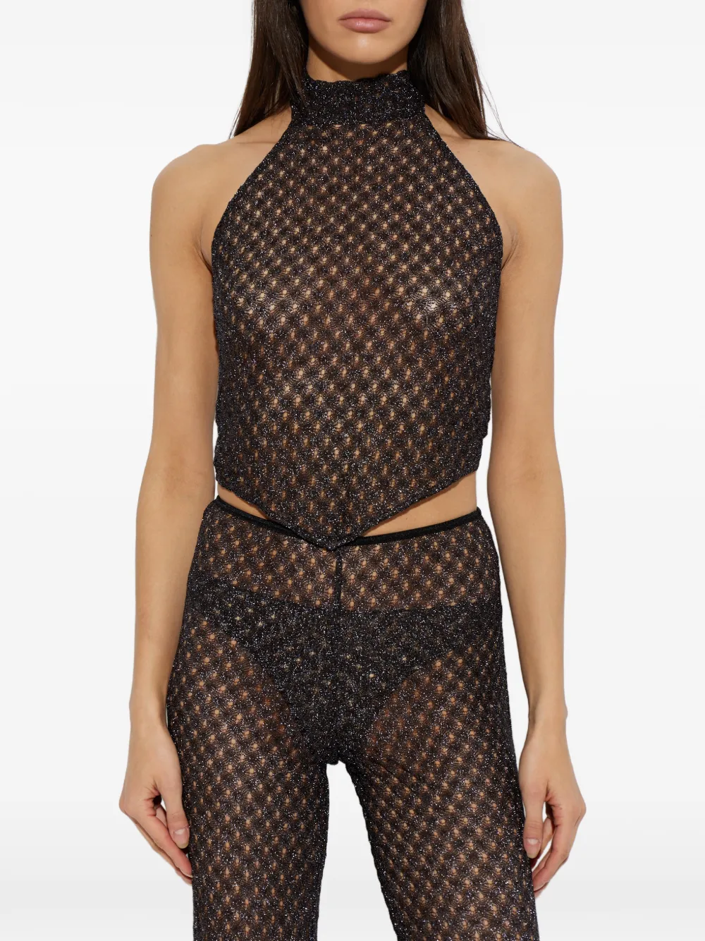 Missoni spiderweb-lace halterneck top - Nero