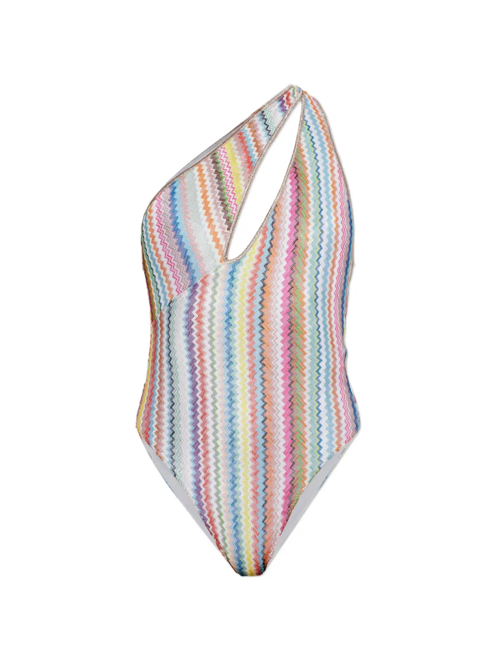 Missoni zigzag-knit one-shoulder swimsuit - Blu