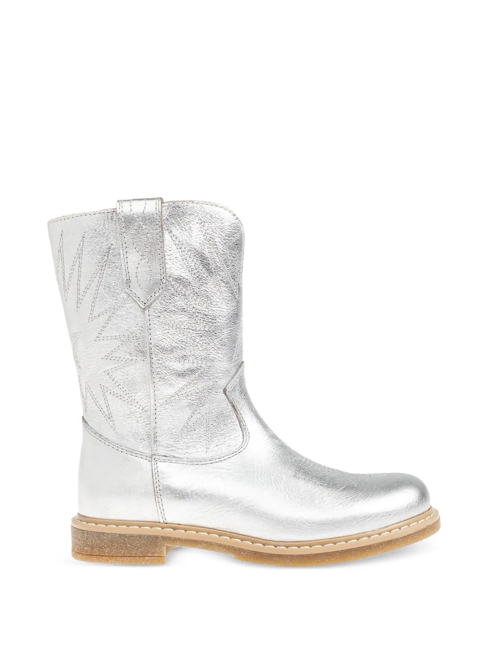 Golden Goose Kids Wish Star embroidered metallic-leather boots Zilver