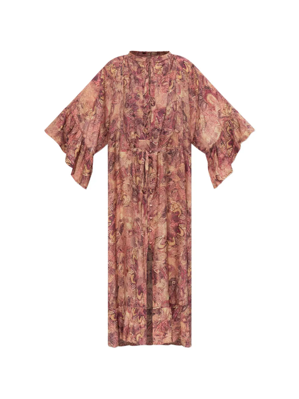 ISABEL MARANT graphic-print ruffled dress - Rosa