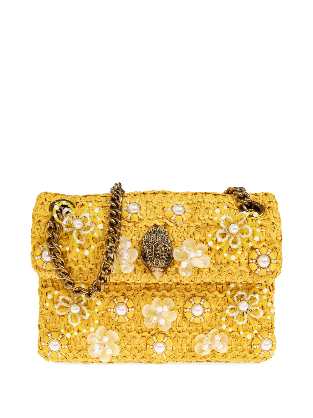Kurt Geiger London mini Kensington floral-embellished shoulder bag - Giallo