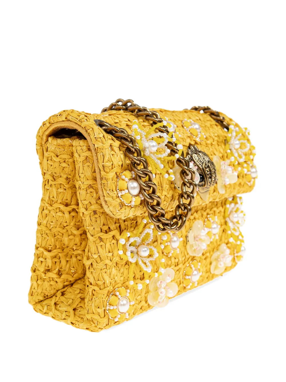 Kurt Geiger London Kensington mini-schoudertas verfraaid met bloemen Geel