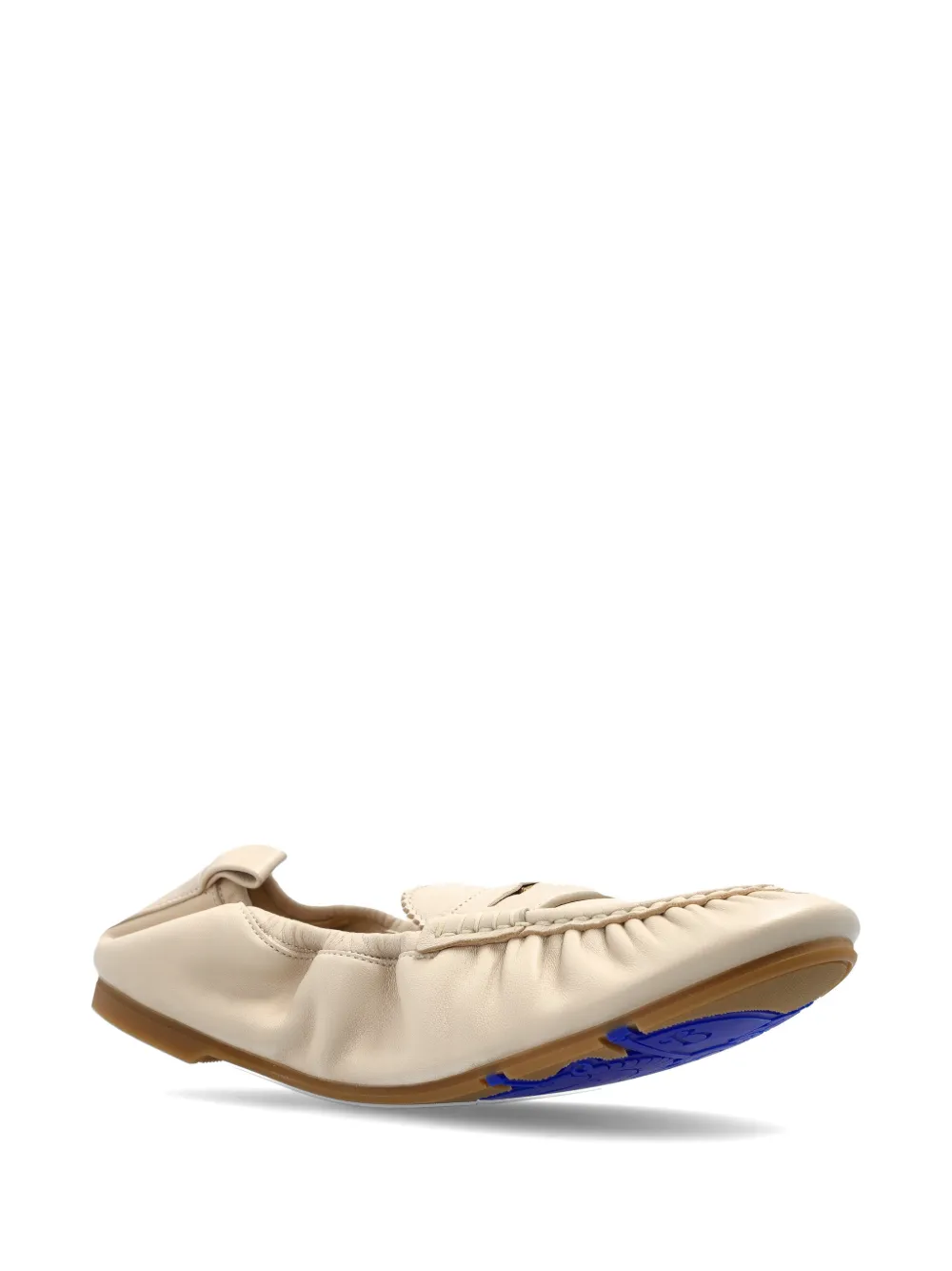 Burberry Fawn ruched leather ballet flats Beige