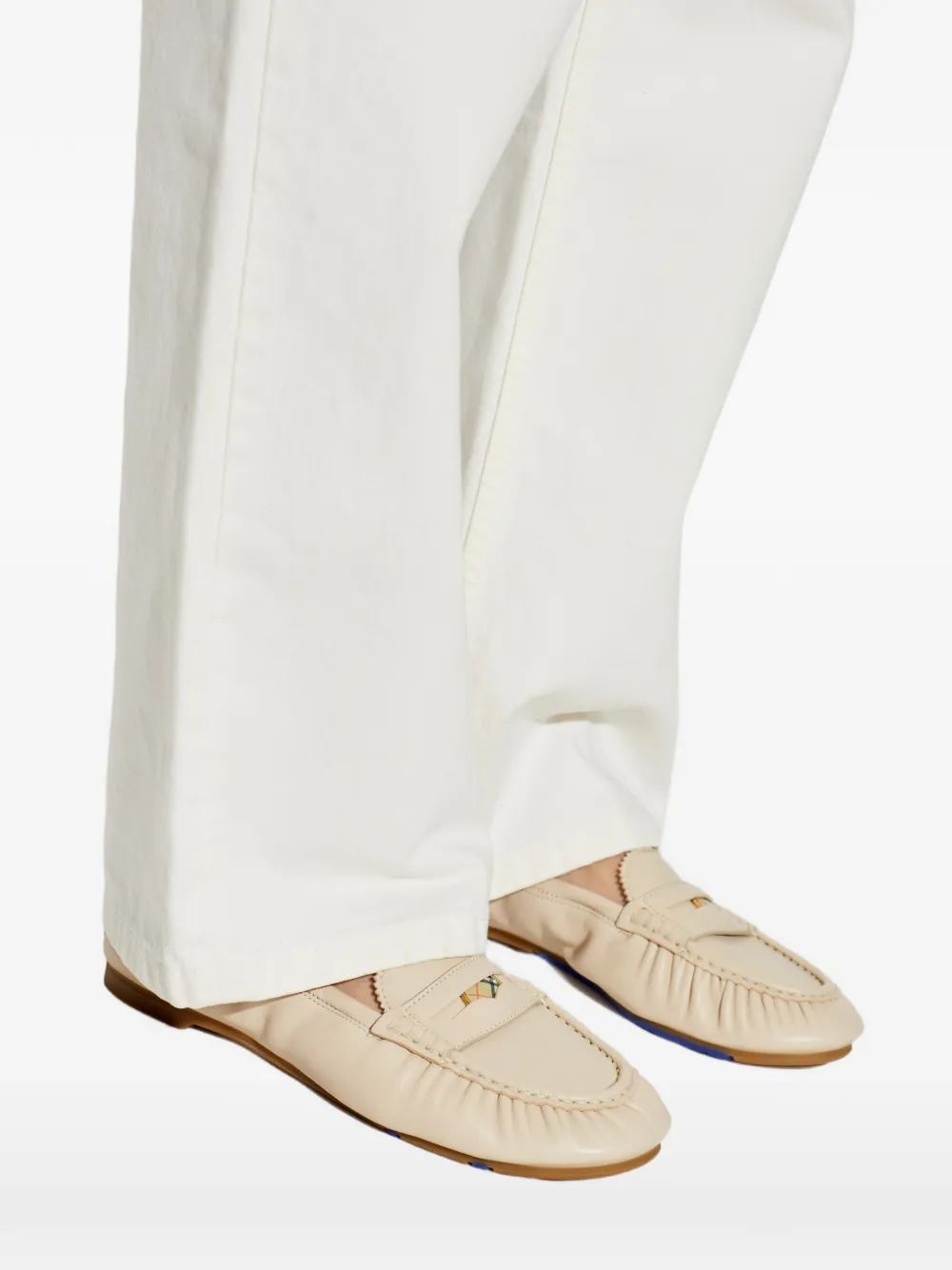 Burberry Fawn ruched leather ballet flats Beige