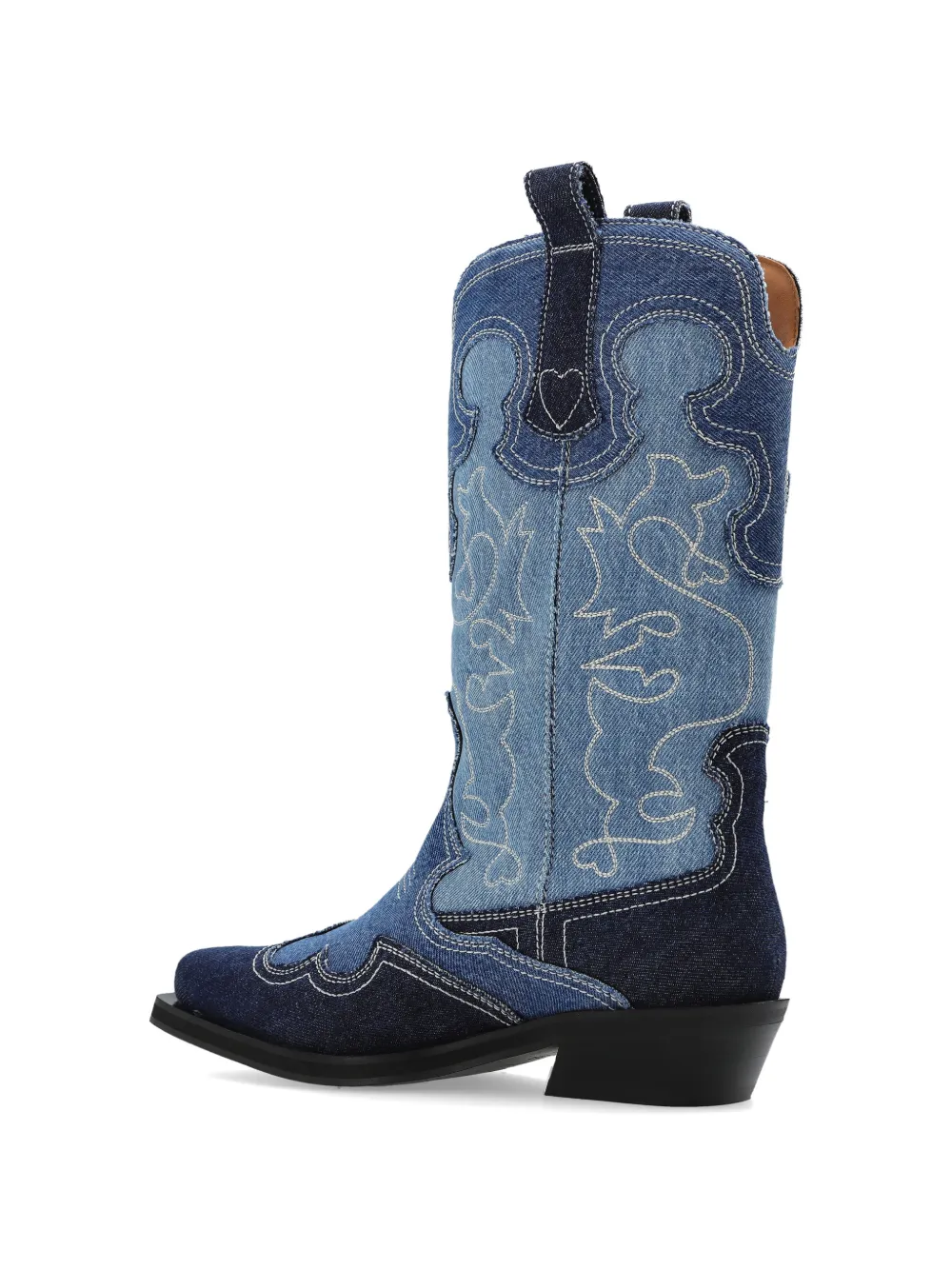 GANNI embroidered denim boots Blauw