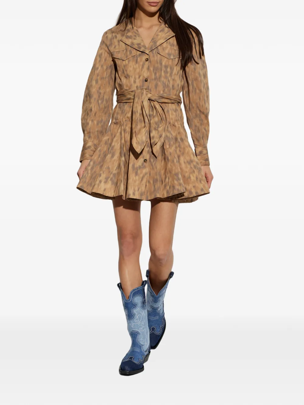 GANNI embroidered denim boots Blauw