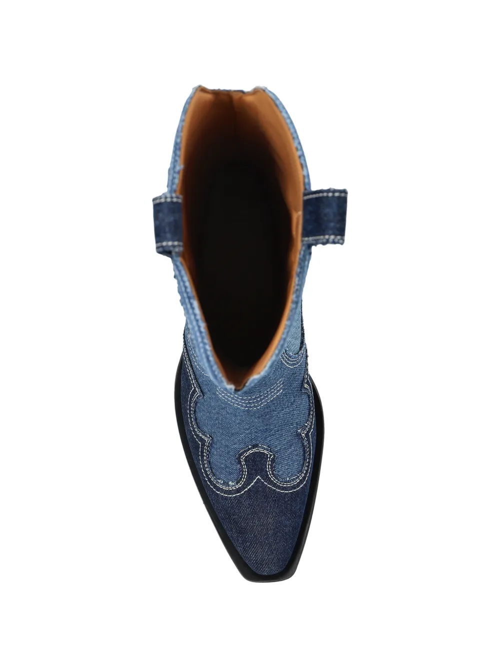 GANNI embroidered denim boots Blauw