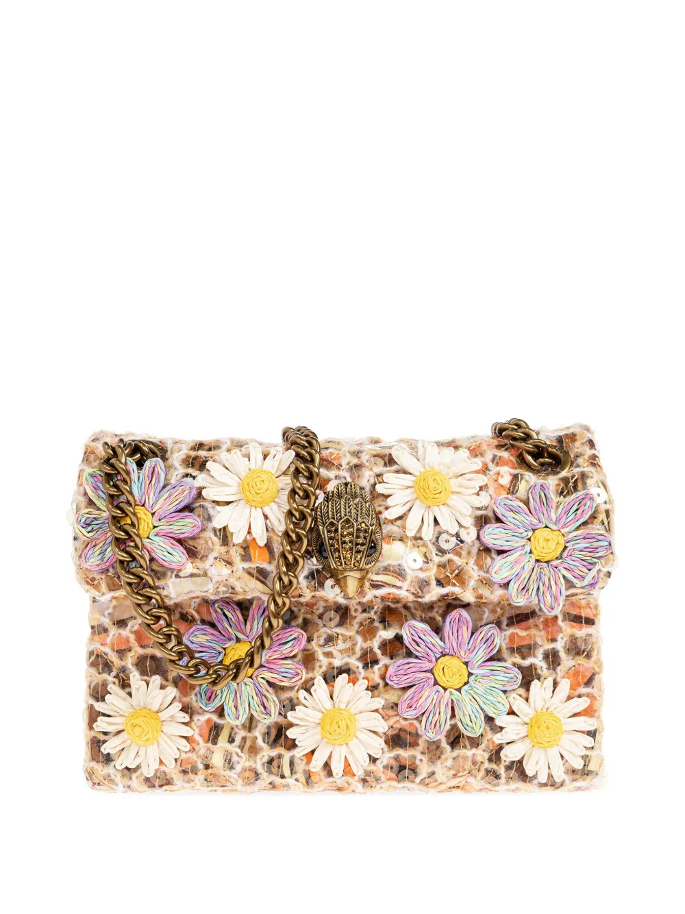 Kurt Geiger London mini Kensington floral-embellished shoulder bag - Marrone