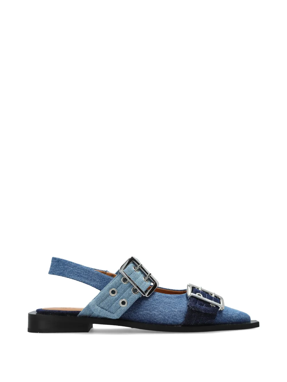 GANNI buckled denim ballet flats - Blau