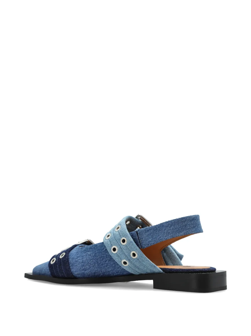 GANNI buckled denim ballet flats Blauw