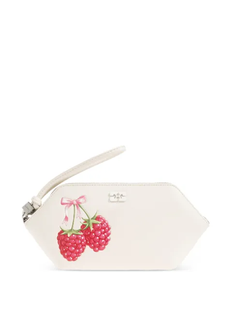 GANNI raspberry-print wristlet clutch bag