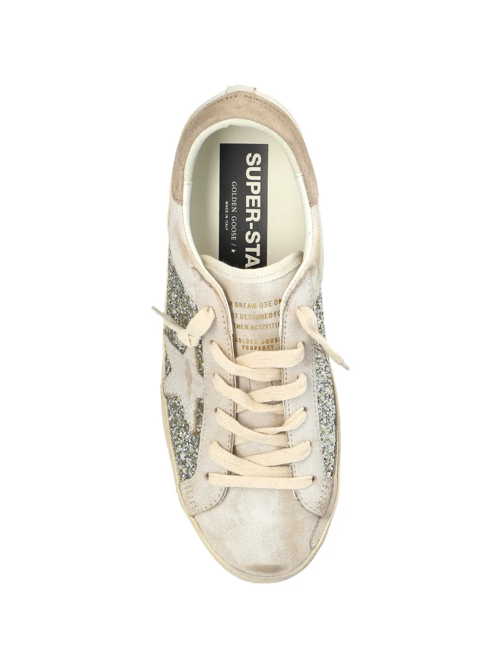 Golden Goose Super-Star sneakers met glitter Beige
