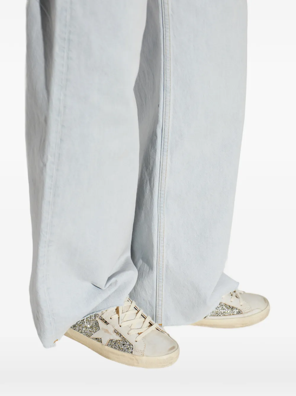 Golden Goose Super-Star sneakers met glitter Beige