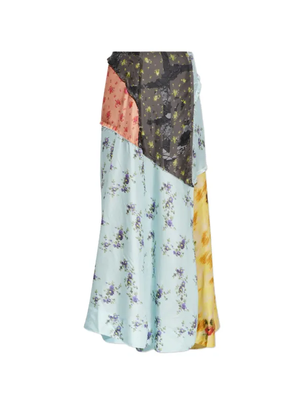 Ganni Floral-print Maxi Skirt in Blue