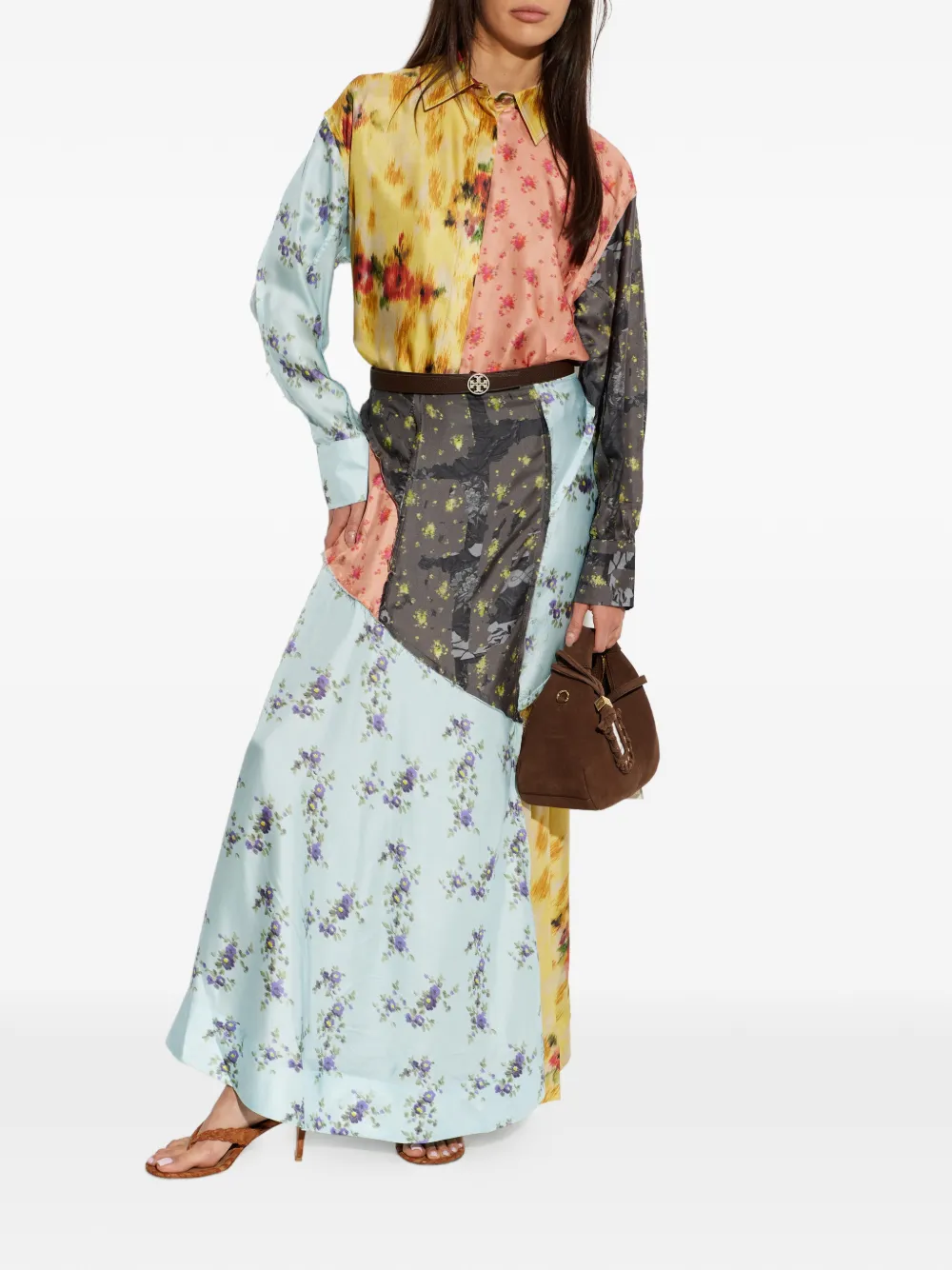 GANNI Maxi-rok met bloemenprint Blauw