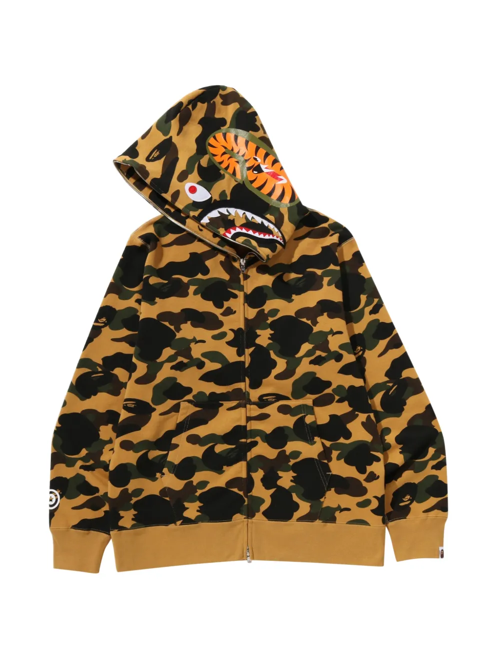 A BATHING APE Shark hoodie met camouflageprint Geel