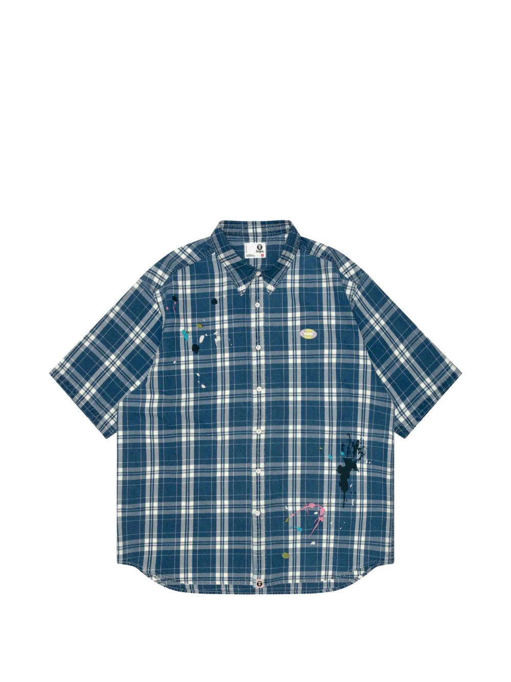 AAPE BY *A BATHING APE® Splatter plaid shirt - Blu