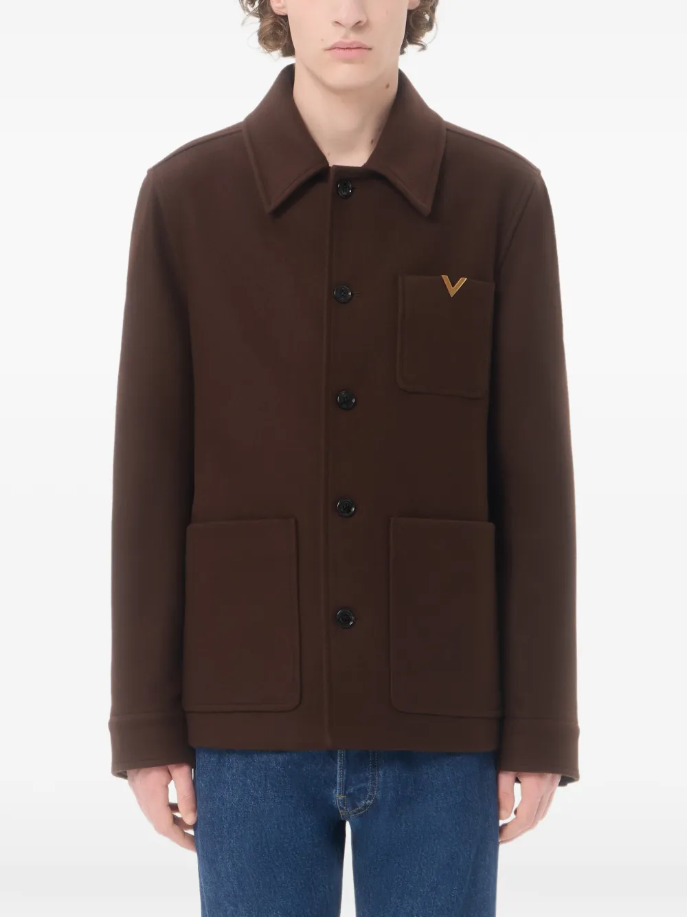 Valentino Garavani Wollen jack met VGold Bruin