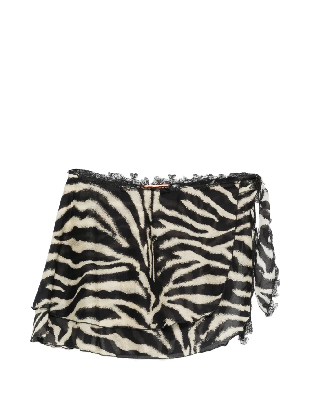 Ermanno Scervino Zebra-print Lace-trim Pareo In White