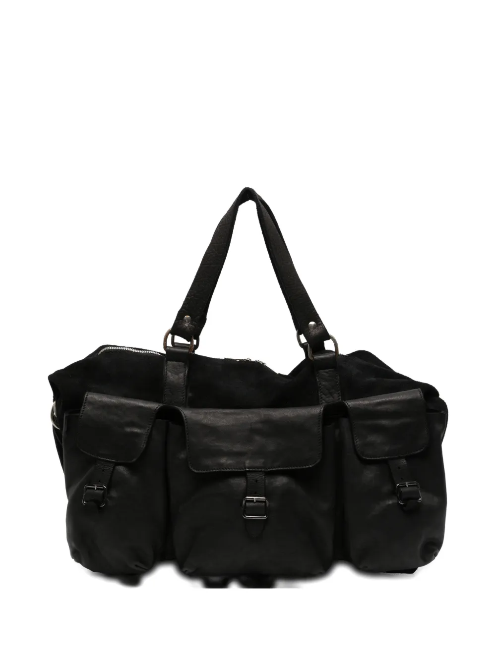 Guidi cargo-pocket suede tote bag - Nero