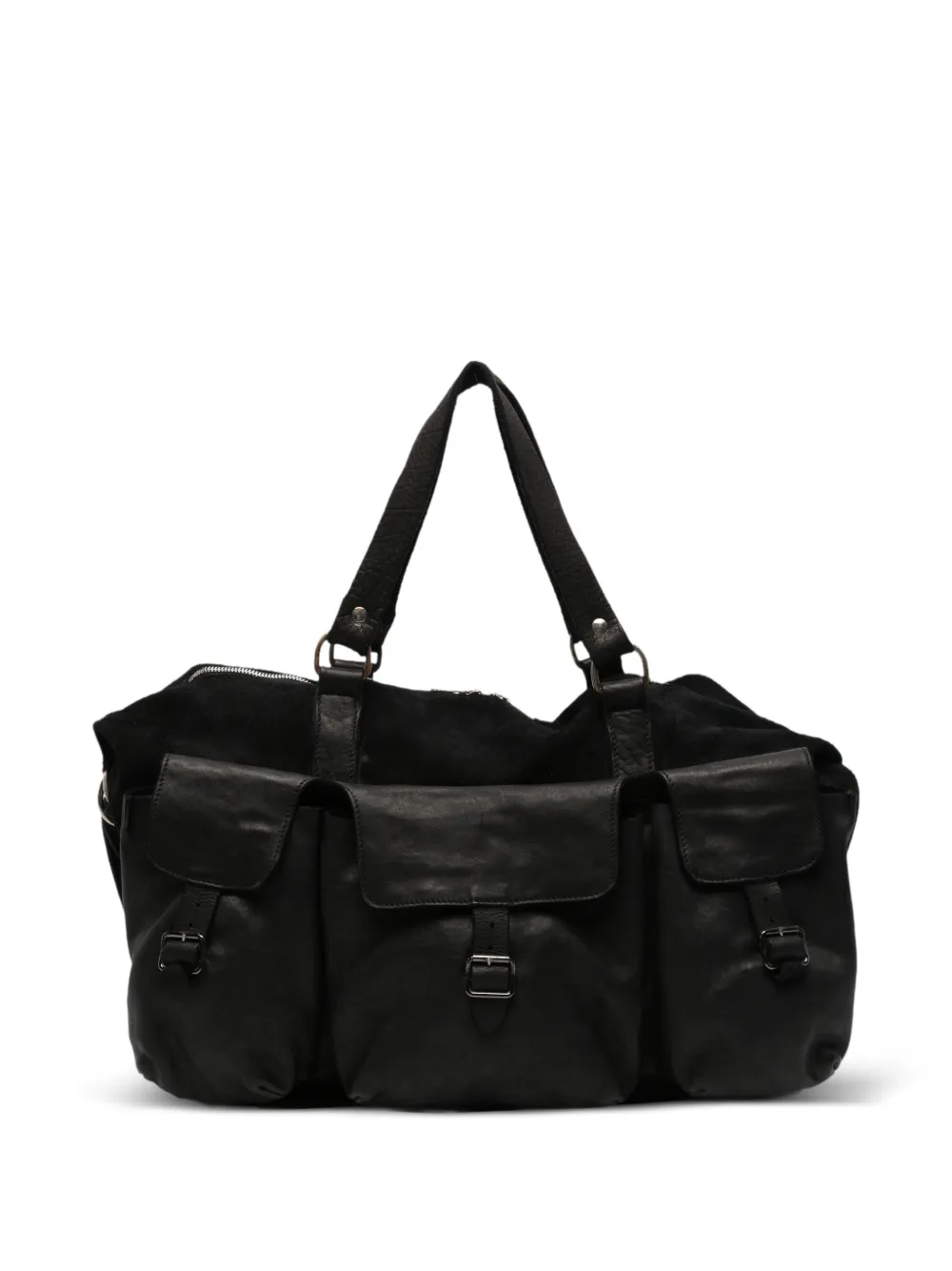 Guidi cargo-pocket suede tote bag - Nero