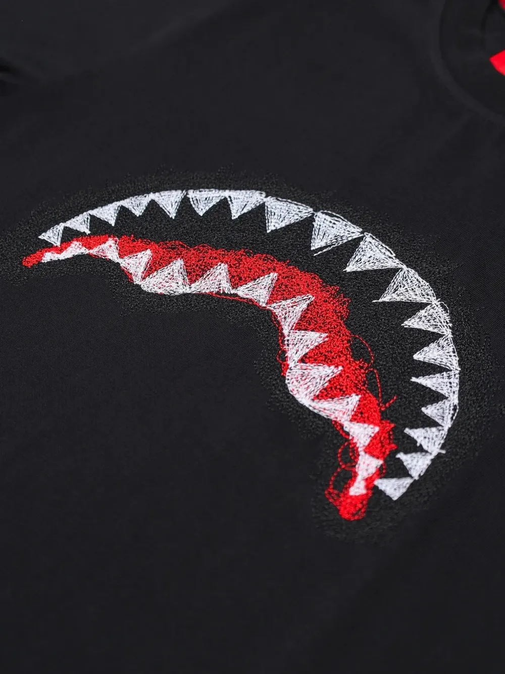 Sprayground Shark Mouth embroidered T-shirt Zwart