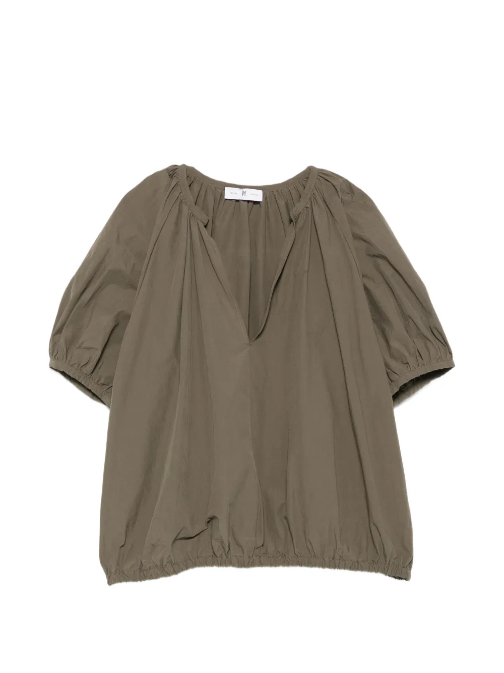 PT Torino Teresa gathered puff-sleeve blouse - Verde
