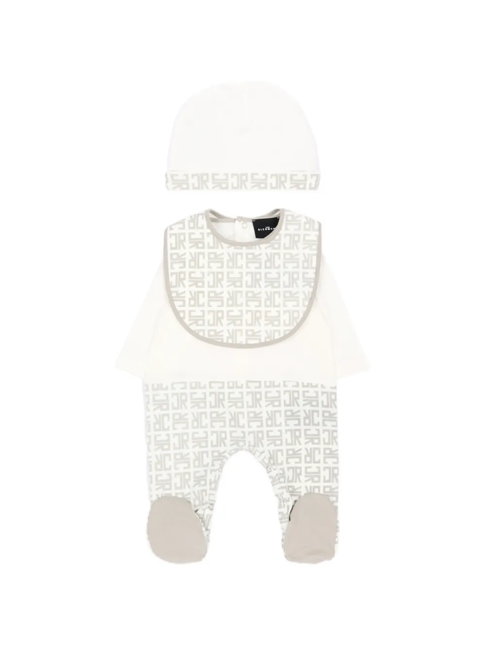 John Richmond Junior monogram-print cotton babygrow set - Nude