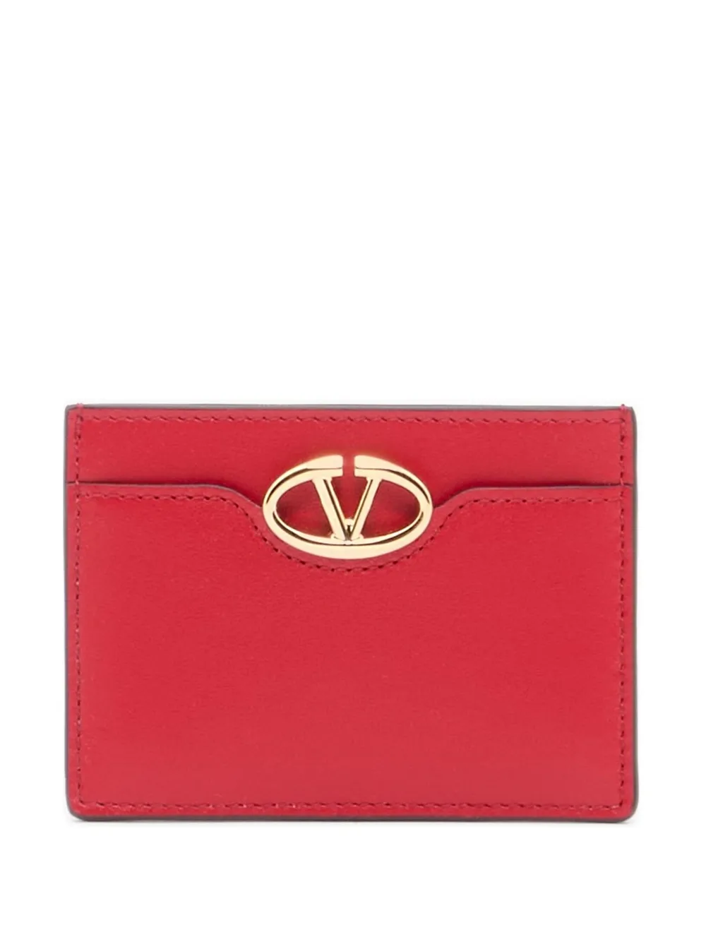 Valentino Garavani card holder The Bold Edition in calfskin - Rosso