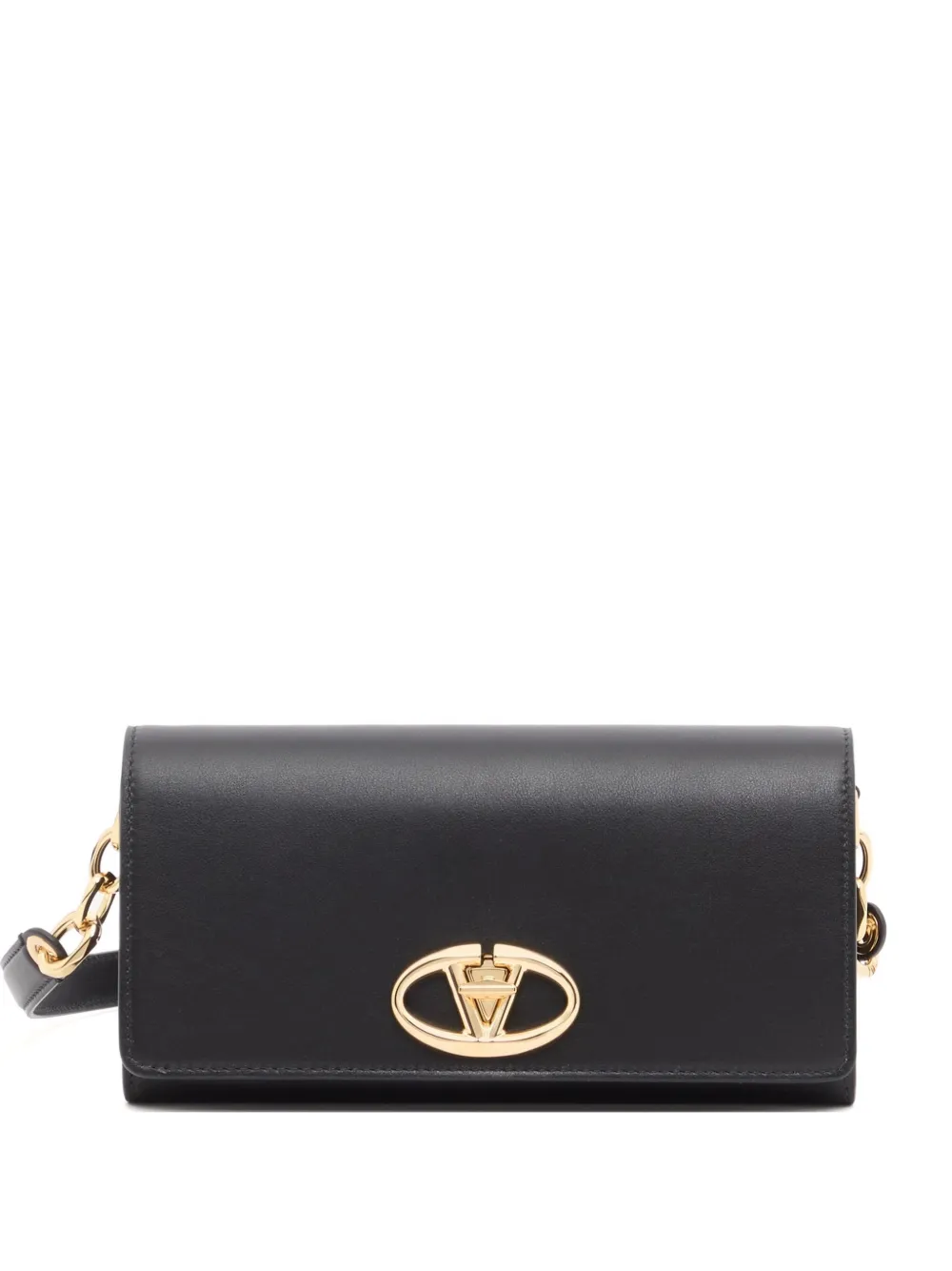 Valentino Garavani VLogo The Bold Edition wallet with shoulder strap in nappa leather - Nero